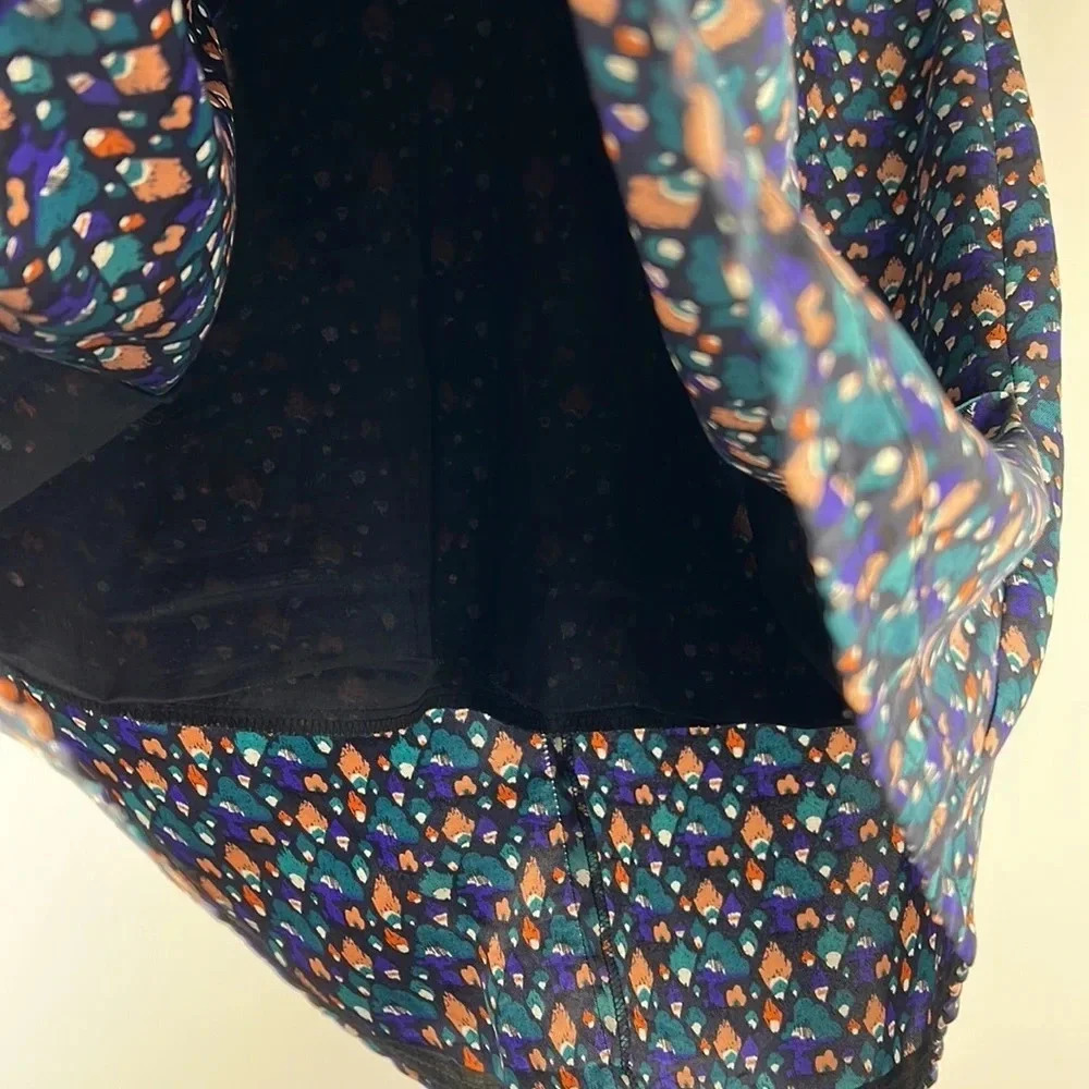 See By Chloe Silk Patterned A-Line Skirt Front Pleats/Pocket Size 8 Back Zipper - Picture 7 of 14